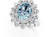 White gold Oval Cut Halo Cluster Diamond Ring with Pave Band and Four-Prong Setting_13