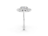 White gold Oval Cut Halo Cluster Diamond Ring with Pave Band and Four-Prong Setting_14