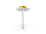 White gold Oval Cut Halo Cluster Diamond Ring with Pave Band and Four-Prong Setting_14