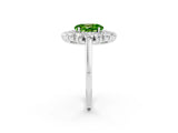White gold Oval Cut Halo Cluster Diamond Ring with Pave Band and Four-Prong Setting_14
