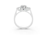 White gold Oval Cut Halo Cluster Diamond Ring with Pave Band and Four-Prong Setting_15