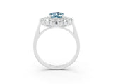 White gold Oval Cut Halo Cluster Diamond Ring with Pave Band and Four-Prong Setting_15