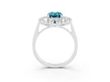 White gold Oval Cut Halo Cluster Diamond Ring with Pave Band and Four-Prong Setting_15