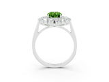 White gold Oval Cut Halo Cluster Diamond Ring with Pave Band and Four-Prong Setting_15