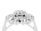 White gold Oval Cut Halo Cluster Diamond Ring with Pave Band and Four-Prong Setting_16