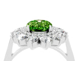 White gold Oval Cut Halo Cluster Diamond Ring with Pave Band and Four-Prong Setting_16