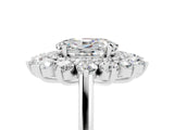 White gold Oval Cut Halo Cluster Diamond Ring with Pave Band and Four-Prong Setting_17