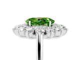 White gold Oval Cut Halo Cluster Diamond Ring with Pave Band and Four-Prong Setting_17