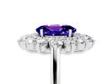 White gold Oval Cut Halo Cluster Diamond Ring with Pave Band and Four-Prong Setting_17