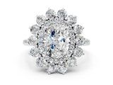 White gold Oval Cut Halo Cluster Diamond Ring with Pave Band and Four-Prong Setting_19