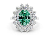 White gold Oval Cut Halo Cluster Diamond Ring with Pave Band and Four-Prong Setting_20