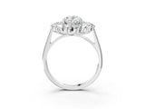 White gold Oval Cut Halo Cluster Diamond Ring with Pave Band and Four-Prong Setting_22