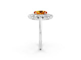 White gold Oval Cut Halo Cluster Diamond Ring with Pave Band and Four-Prong Setting_22