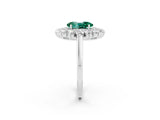 White gold Oval Cut Halo Cluster Diamond Ring with Pave Band and Four-Prong Setting_22