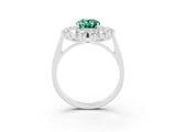 White gold Oval Cut Halo Cluster Diamond Ring with Pave Band and Four-Prong Setting_23