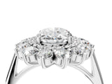 White gold Oval Cut Halo Cluster Diamond Ring with Pave Band and Four-Prong Setting_23
