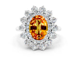 White gold Oval Cut Halo Cluster Diamond Ring with Pave Band and Four-Prong Setting_24