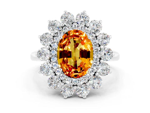 White gold Oval Cut Halo Cluster Diamond Ring with Pave Band and Four-Prong Setting_24
