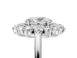 White gold Oval Cut Halo Cluster Diamond Ring with Pave Band and Four-Prong Setting_24