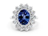 White gold Oval Cut Halo Cluster Diamond Ring with Pave Band and Four-Prong Setting_24