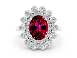White gold Oval Cut Halo Cluster Diamond Ring with Pave Band and Four-Prong Setting_24