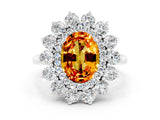 White gold Oval Cut Halo Cluster Diamond Ring with Pave Band and Four-Prong Setting_25
