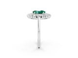 White gold Oval Cut Halo Cluster Diamond Ring with Pave Band and Four-Prong Setting_26
