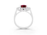 White gold Oval Cut Halo Cluster Diamond Ring with Pave Band and Four-Prong Setting_27