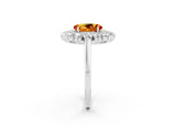 White gold Oval Cut Halo Cluster Diamond Ring with Pave Band and Four-Prong Setting_27
