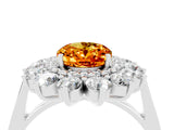 White gold Oval Cut Halo Cluster Diamond Ring with Pave Band and Four-Prong Setting_28