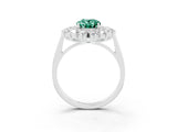 White gold Oval Cut Halo Cluster Diamond Ring with Pave Band and Four-Prong Setting_28