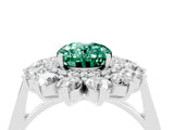 White gold Oval Cut Halo Cluster Diamond Ring with Pave Band and Four-Prong Setting_28