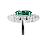 White gold Oval Cut Halo Cluster Diamond Ring with Pave Band and Four-Prong Setting_29
