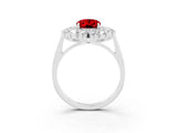 White gold Oval Cut Halo Cluster Diamond Ring with Pave Band and Four-Prong Setting_36