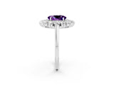 White gold Oval Cut Halo Cluster Diamond Ring with Pave Band and Four-Prong Setting_37