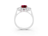 White gold Oval Cut Halo Cluster Diamond Ring with Pave Band and Four-Prong Setting_39