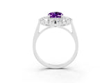 White gold Oval Cut Halo Cluster Diamond Ring with Pave Band and Four-Prong Setting_39