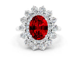 White gold Oval Cut Halo Cluster Diamond Ring with Pave Band and Four-Prong Setting_39