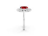 White gold Oval Cut Halo Cluster Diamond Ring with Pave Band and Four-Prong Setting_43