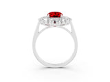 White gold Oval Cut Halo Cluster Diamond Ring with Pave Band and Four-Prong Setting_44