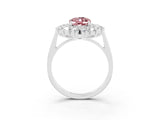 White gold Oval Cut Halo Cluster Diamond Ring with Pave Band and Four-Prong Setting_45