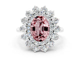 White gold Oval Cut Halo Cluster Diamond Ring with Pave Band and Four-Prong Setting_48