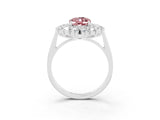 White gold Oval Cut Halo Cluster Diamond Ring with Pave Band and Four-Prong Setting_51
