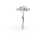White gold Oval Cut Halo Cluster Diamond Ring with Pave Band and Four-Prong Setting_9