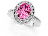 White gold Oval Cut Halo Diamond Engagement Ring with Milgrain Pave Band and Four-Prong Setting_1