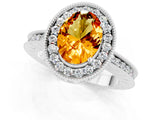 White gold Oval Cut Halo Diamond Engagement Ring with Milgrain Pave Band and Four-Prong Setting_1