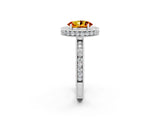 White gold Oval Cut Halo Diamond Engagement Ring with Milgrain Pave Band and Four-Prong Setting_2