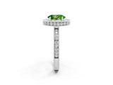 White gold Oval Cut Halo Diamond Engagement Ring with Milgrain Pave Band and Four-Prong Setting_2