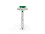 White gold Oval Cut Halo Diamond Engagement Ring with Milgrain Pave Band and Four-Prong Setting_2