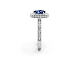 White gold Oval Cut Halo Diamond Engagement Ring with Milgrain Pave Band and Four-Prong Setting_2